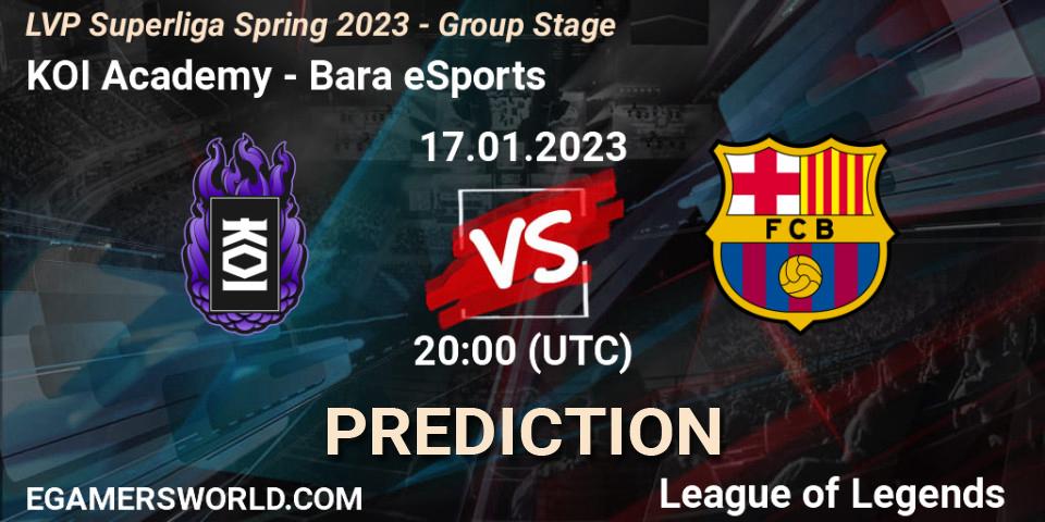 Pronósticos KOI Academy - Barça eSports. 17.01.2023 at 20:00. LVP Superliga Spring 2023 - Group Stage - LoL