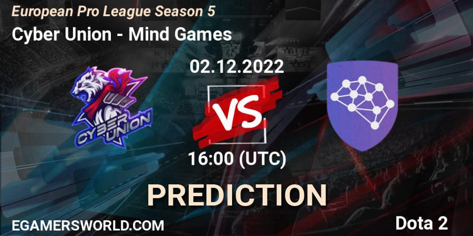 Pronósticos Cyber Union - Mind Games. 02.12.22. European Pro League Season 5 - Dota 2
