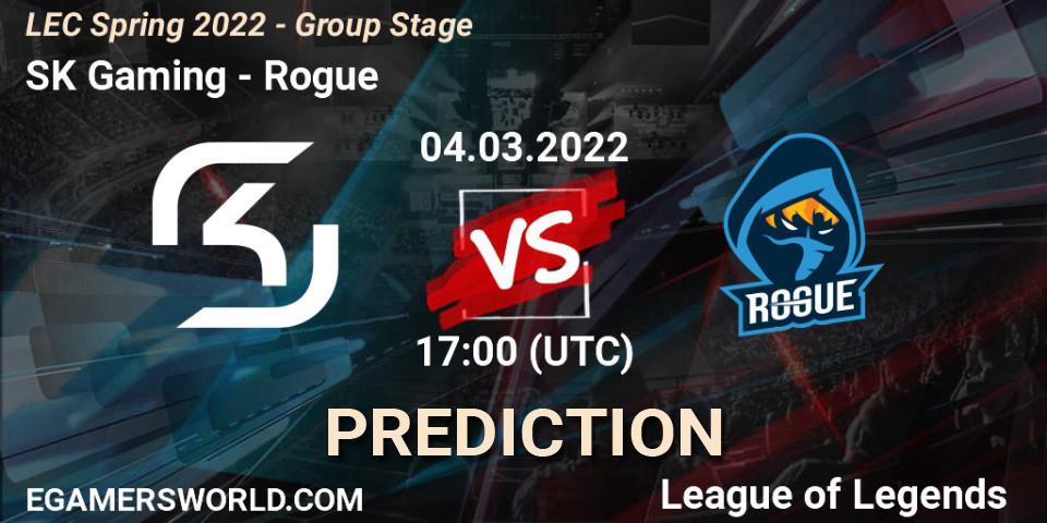 Pronósticos SK Gaming - Rogue. 04.03.2022 at 17:00. LEC Spring 2022 - Group Stage - LoL