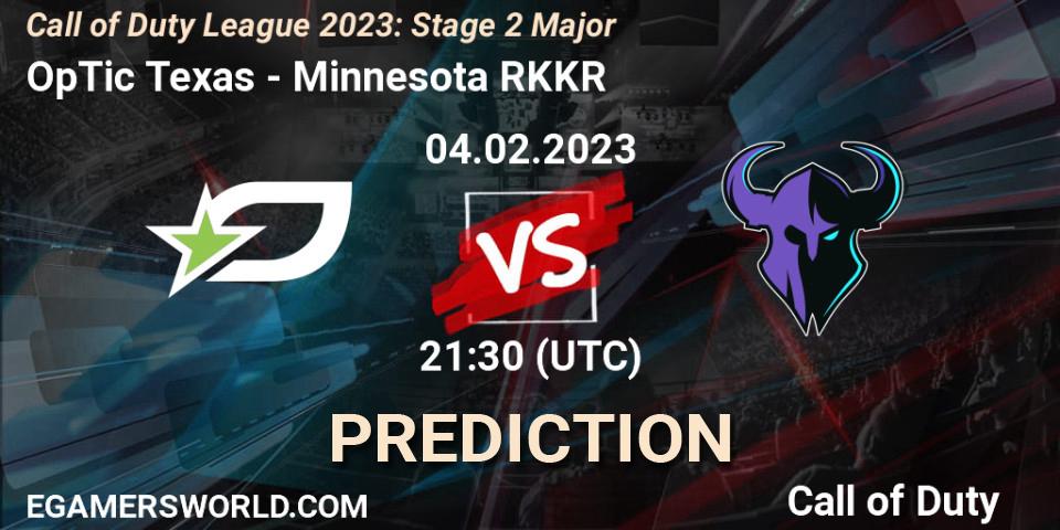 Pronósticos OpTic Texas - Minnesota RØKKR. 04.02.2023 at 21:30. Call of Duty League 2023: Stage 2 Major - Call of Duty
