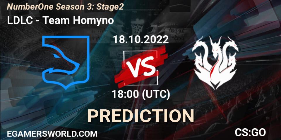 Pronósticos LDLC - Team Homyno. 18.10.2022 at 18:00. NumberOne Season 3: Stage 2 - Counter-Strike (CS2)