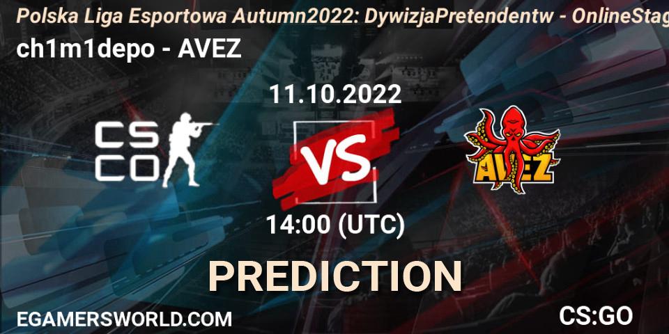 Pronósticos ch1m1depo - AVEZ. 11.10.2022 at 14:00. Polska Liga Esportowa Autumn 2022: Dywizja Pretendentów - Online Stage - Counter-Strike (CS2)