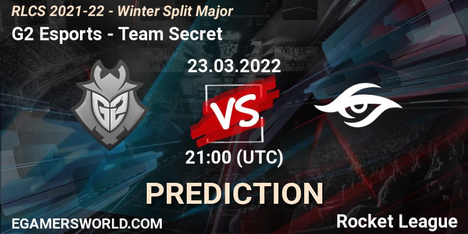 Pronósticos G2 Esports - Team Secret. 23.03.2022 at 21:00. RLCS 2021-22 - Winter Split Major - Rocket League