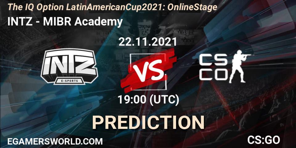 Pronósticos INTZ - MIBR Academy. 22.11.21. The IQ Option Latin American Cup 2021: Online Stage - CS2 (CS:GO)
