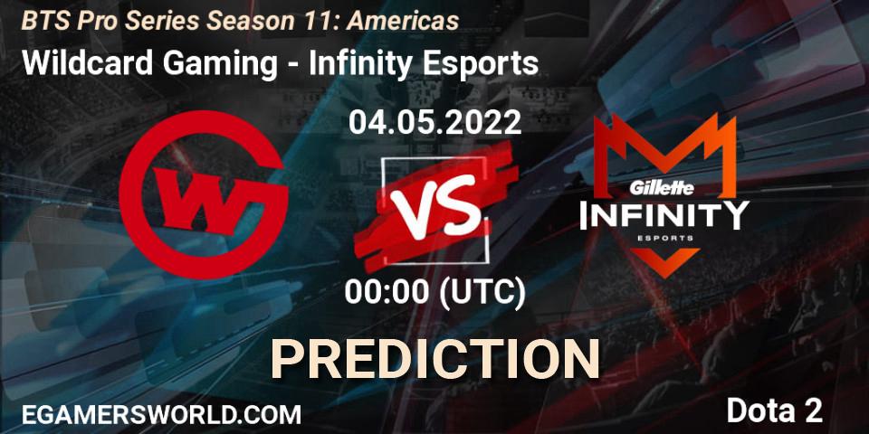 Pronósticos Wildcard Gaming - Infinity Esports. 04.05.2022 at 01:07. BTS Pro Series Season 11: Americas - Dota 2