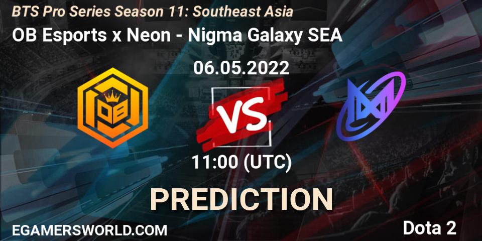 Pronósticos OB Esports x Neon - Nigma Galaxy SEA. 06.05.2022 at 11:29. BTS Pro Series Season 11: Southeast Asia - Dota 2