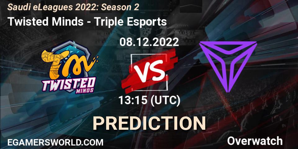 Pronósticos Twisted Minds - Triple Esports. 08.12.2022 at 13:15. Saudi eLeagues 2022: Season 2 - Overwatch