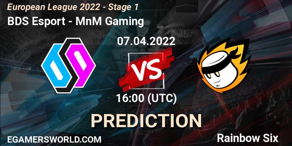 Pronósticos BDS Esport - MnM Gaming. 07.04.2022 at 19:45. European League 2022 - Stage 1 - Rainbow Six