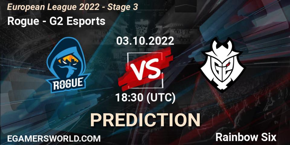 Pronósticos Rogue - G2 Esports. 03.10.22. European League 2022 - Stage 3 - Rainbow Six