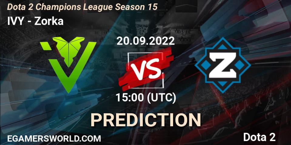 Pronósticos IVY - Zorka. 20.09.22. Dota 2 Champions League Season 15 - Dota 2