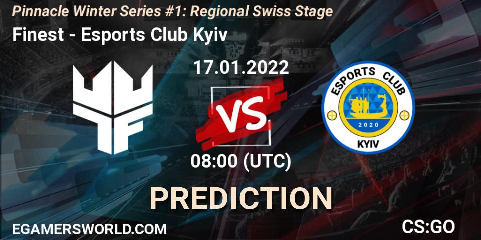 Pronósticos Finest - Esports Club Kyiv. 17.01.2022 at 08:00. Pinnacle Winter Series #1: Regional - Counter-Strike (CS2)