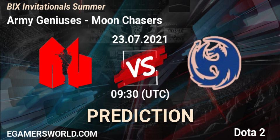 Pronósticos Army Geniuses - Moon Chasers. 23.07.2021 at 10:15. BIX Invitationals Summer - Dota 2