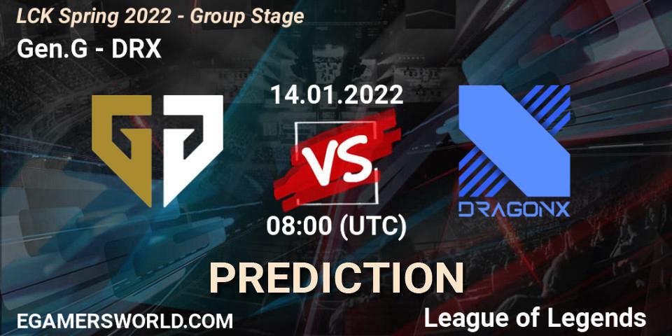 Pronósticos Gen.G - DRX. 14.01.2022 at 08:00. LCK Spring 2022 - Group Stage - LoL
