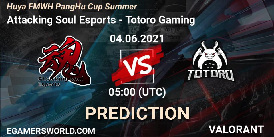 Pronósticos Attacking Soul Esports - Totoro Gaming. 04.06.2021 at 05:00. Huya FMWH PangHu Cup Summer - VALORANT