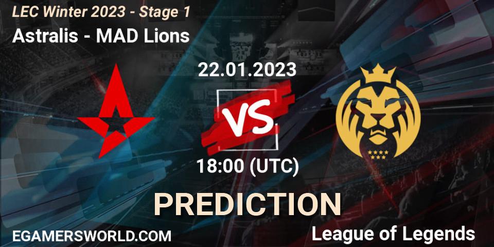 Pronósticos Astralis - MAD Lions. 22.01.2023 at 18:00. LEC Winter 2023 - Stage 1 - LoL