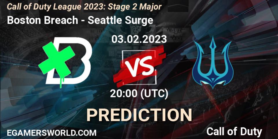 Pronósticos Boston Breach - Seattle Surge. 03.02.2023 at 20:00. Call of Duty League 2023: Stage 2 Major - Call of Duty