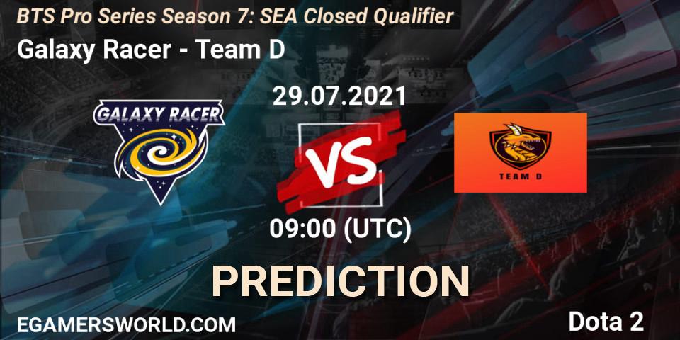 Pronósticos Galaxy Racer - Team D. 29.07.2021 at 07:40. BTS Pro Series Season 7: SEA Closed Qualifier - Dota 2