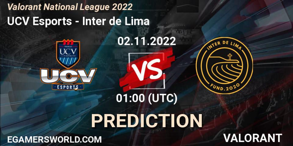 Pronósticos UCV Esports - Inter de Lima. 02.11.2022 at 01:00. Valorant National League 2022 - VALORANT