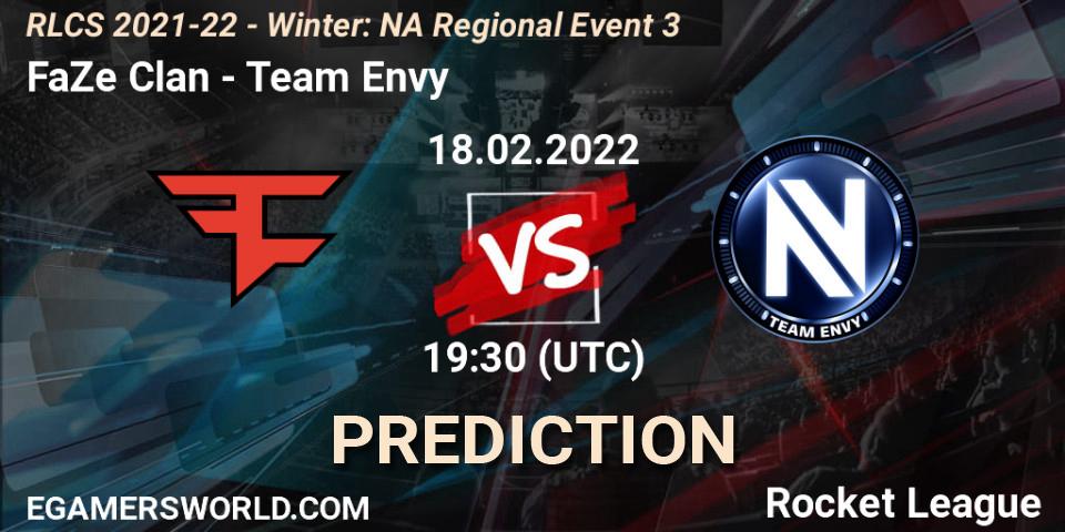 Pronósticos FaZe Clan - Team Envy. 18.02.2022 at 19:30. RLCS 2021-22 - Winter: NA Regional Event 3 - Rocket League