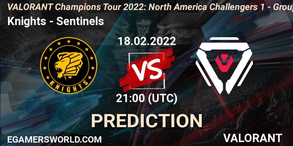 Pronósticos Knights - Sentinels. 18.02.2022 at 21:15. VCT 2022: North America Challengers 1 - Group Stage - VALORANT