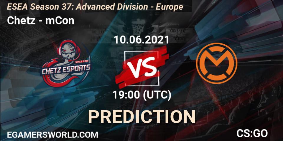 Pronósticos Chetz - mCon. 10.06.2021 at 19:00. ESEA Season 37: Advanced Division - Europe - Counter-Strike (CS2)