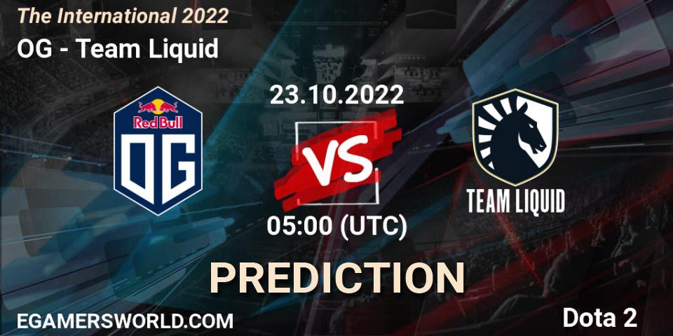 Pronósticos OG - Team Liquid. 23.10.2022 at 05:41. The International 2022 - Dota 2
