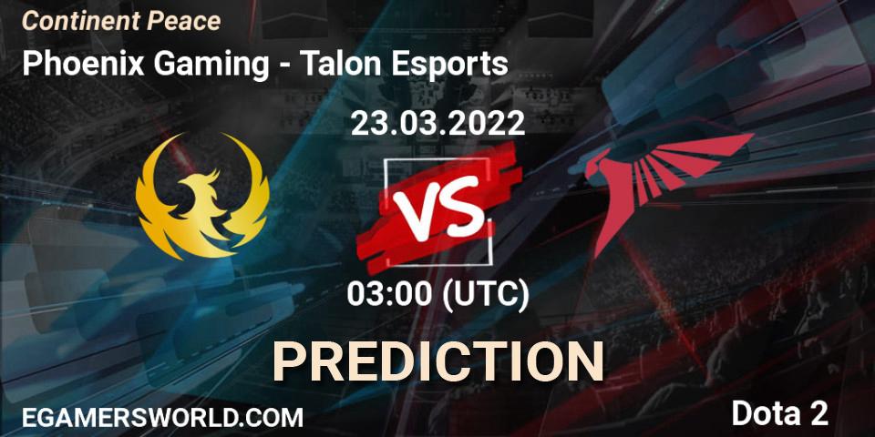 Pronósticos Phoenix Gaming - Talon Esports. 23.03.22. Continent Peace - Dota 2