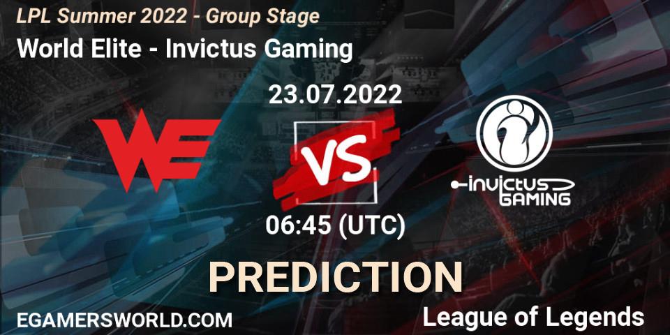 Pronósticos World Elite - Invictus Gaming. 23.07.22. LPL Summer 2022 - Group Stage - LoL