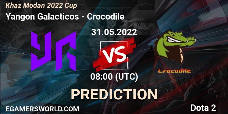 Pronósticos Yangon Galacticos - Crocodile. 31.05.2022 at 08:04. Khaz Modan 2022 Cup - Dota 2