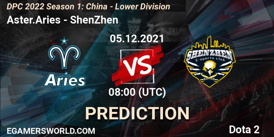 Pronósticos Aster.Aries - ShenZhen. 05.12.2021 at 07:56. DPC 2022 Season 1: China - Lower Division - Dota 2