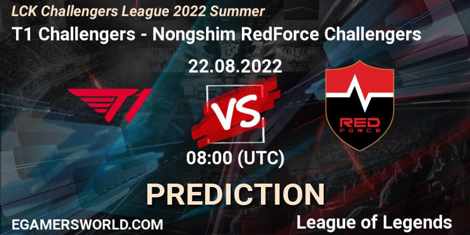 Pronósticos T1 Challengers - Nongshim RedForce Challengers. 22.08.22. LCK Challengers League 2022 Summer - LoL