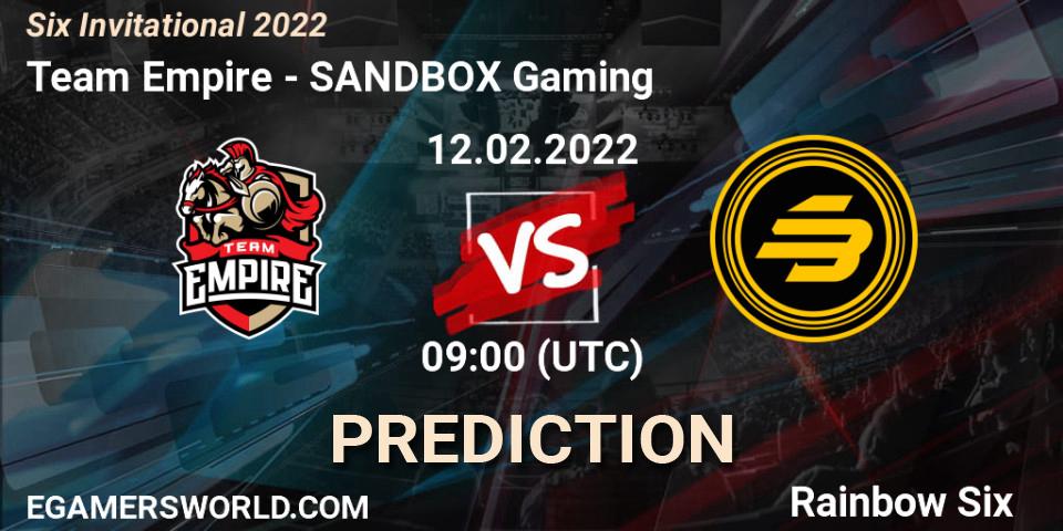 Pronósticos Team Empire - SANDBOX Gaming. 12.02.22. Six Invitational 2022 - Rainbow Six