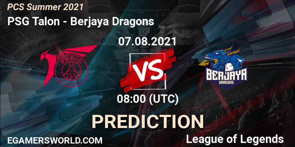 Pronósticos PSG Talon - Berjaya Dragons. 07.08.2021 at 08:00. PCS Summer 2021 - LoL