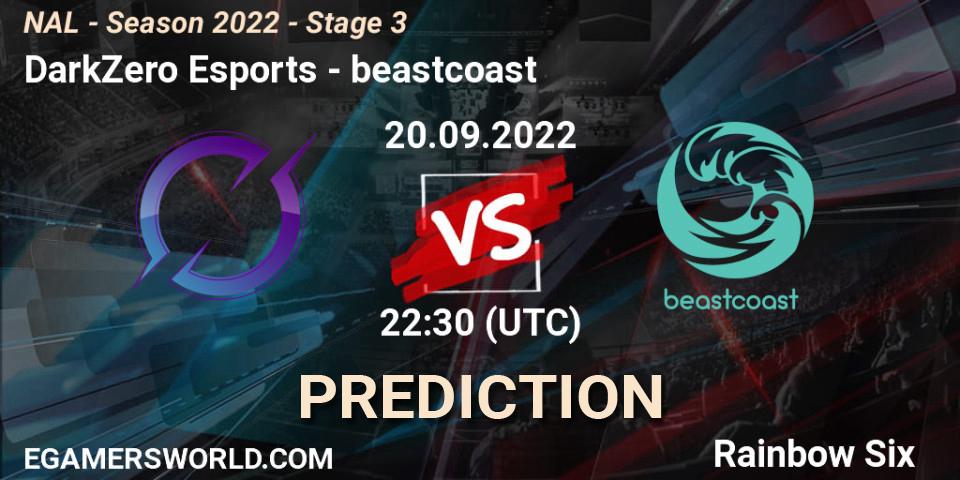 Pronósticos DarkZero Esports - beastcoast. 20.09.2022 at 22:30. NAL - Season 2022 - Stage 3 - Rainbow Six