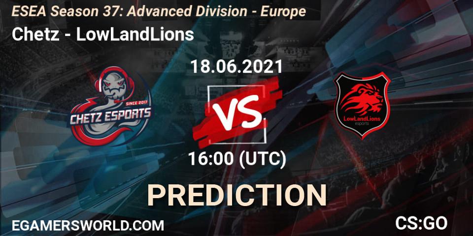 Pronósticos Chetz - LowLandLions. 18.06.2021 at 16:00. ESEA Season 37: Advanced Division - Europe - Counter-Strike (CS2)