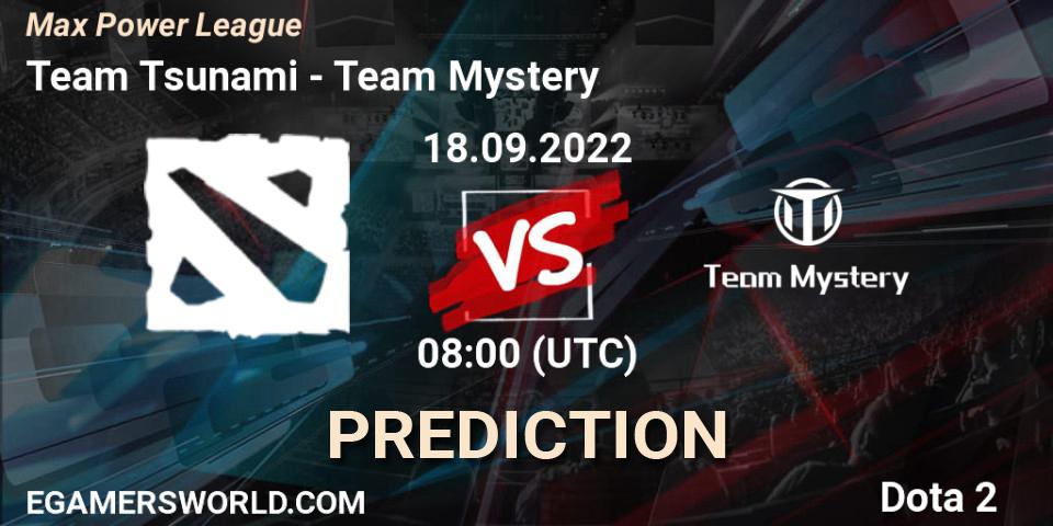 Pronósticos Team Tsunami - Team Mystery. 18.09.2022 at 08:27. Max Power League - Dota 2
