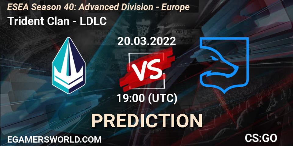 Pronósticos Trident Clan - LDLC. 20.03.2022 at 19:00. ESEA Season 40: Advanced Division - Europe - Counter-Strike (CS2)