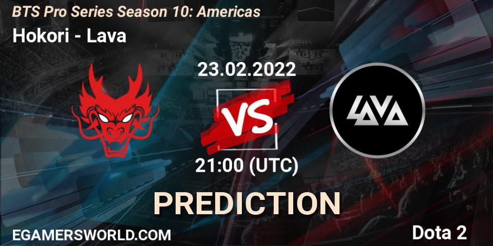 Pronósticos Hokori - Lava. 23.02.2022 at 21:01. BTS Pro Series Season 10: Americas - Dota 2
