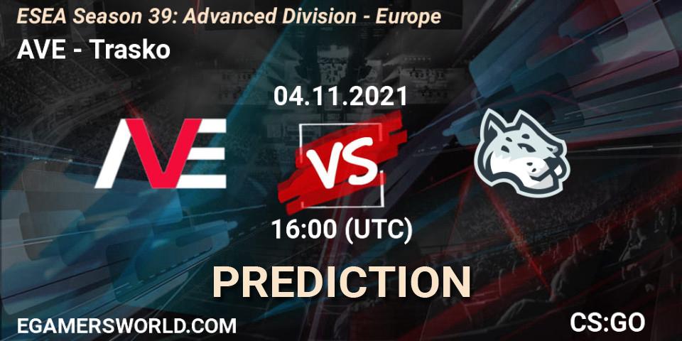 Pronósticos AVE - Trasko. 04.11.2021 at 16:00. ESEA Season 39: Advanced Division - Europe - Counter-Strike (CS2)