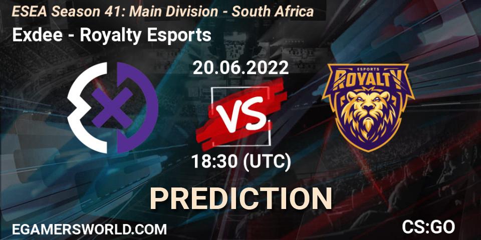 Pronósticos Exdee - Royalty Esports. 24.06.22. ESEA Season 41: Main Division - South Africa - CS2 (CS:GO)