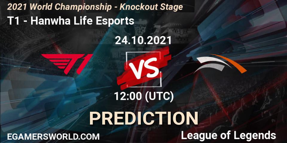 Pronósticos T1 - Hanwha Life Esports. 22.10.2021 at 12:00. 2021 World Championship - Knockout Stage - LoL