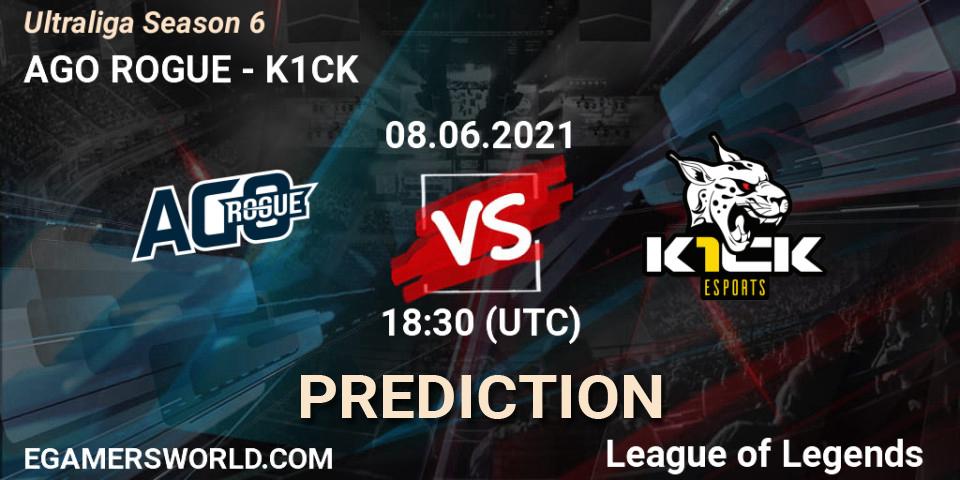 Pronósticos AGO ROGUE - K1CK. 08.06.2021 at 19:00. Ultraliga Season 6 - LoL