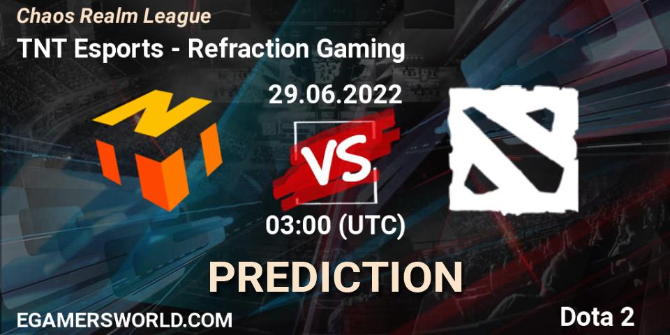 Pronósticos TNT Esports - Refraction Gaming. 29.06.2022 at 03:14. Chaos Realm League - Dota 2