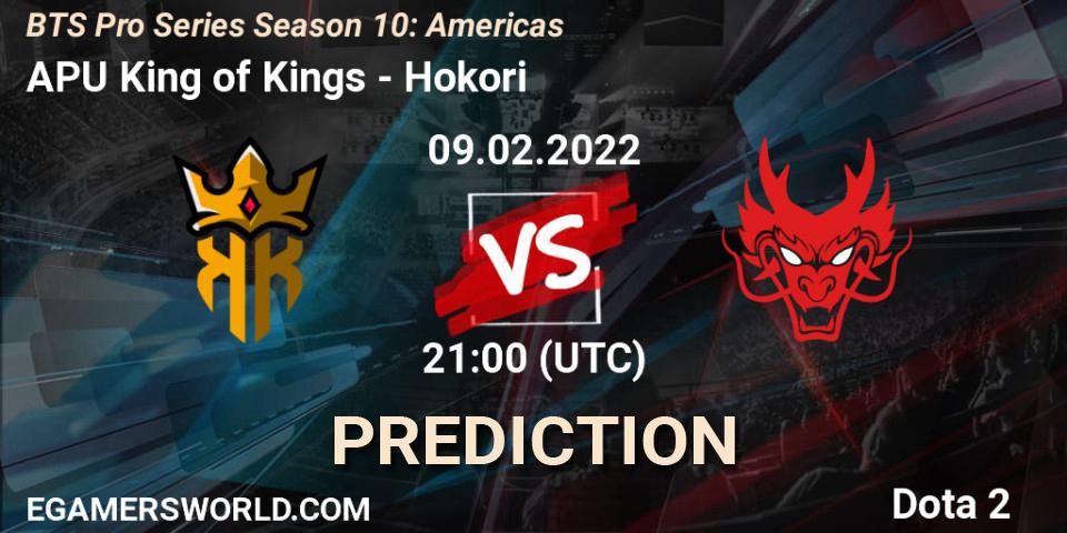 Pronósticos APU King of Kings - Hokori. 09.02.2022 at 21:00. BTS Pro Series Season 10: Americas - Dota 2