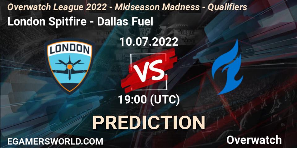 Pronósticos London Spitfire - Dallas Fuel. 10.07.22. Overwatch League 2022 - Midseason Madness - Qualifiers - Overwatch