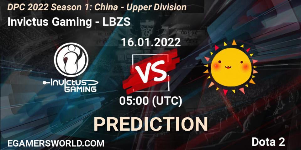 Pronósticos Invictus Gaming - LBZS. 16.01.2022 at 04:56. DPC 2022 Season 1: China - Upper Division - Dota 2