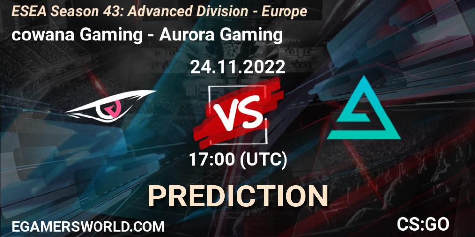 Pronósticos cowana Gaming - Aurora. 24.11.22. ESEA Season 43: Advanced Division - Europe - CS2 (CS:GO)