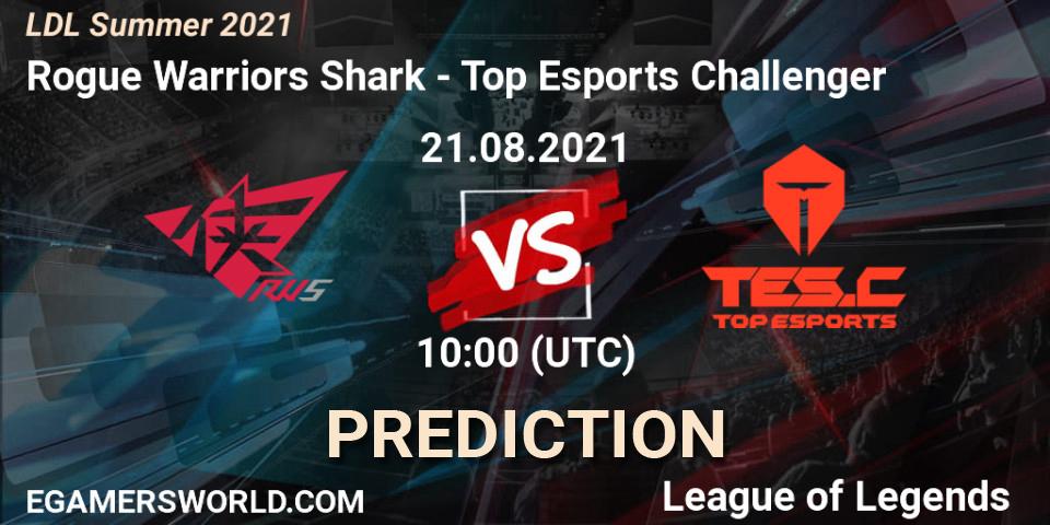 Pronósticos Rogue Warriors Shark - Top Esports Challenger. 21.08.21. LDL Summer 2021 - LoL