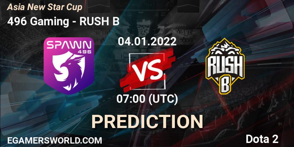 Pronósticos 496 Gaming - RUSH B. 04.01.2022 at 07:19. Asia New Star Cup - Dota 2