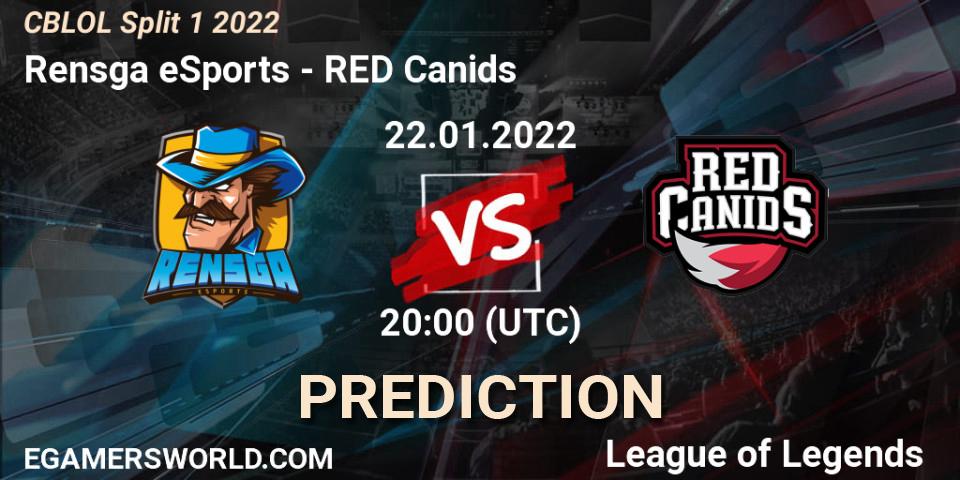 Pronósticos Rensga eSports - RED Canids. 22.01.22. CBLOL Split 1 2022 - LoL
